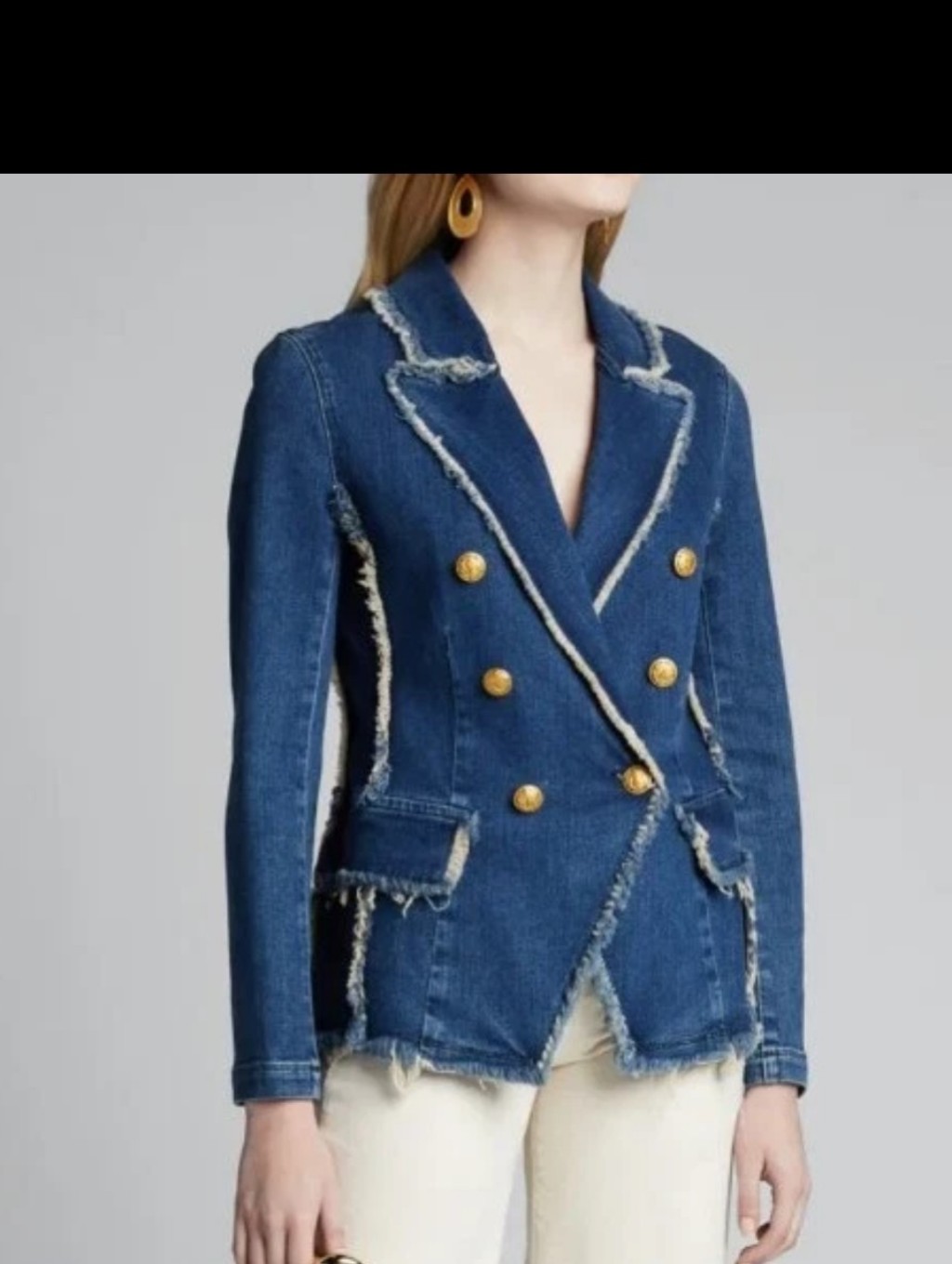 L'agence Kayden Denim Double Breasted Blazer Size Xs New Nwot